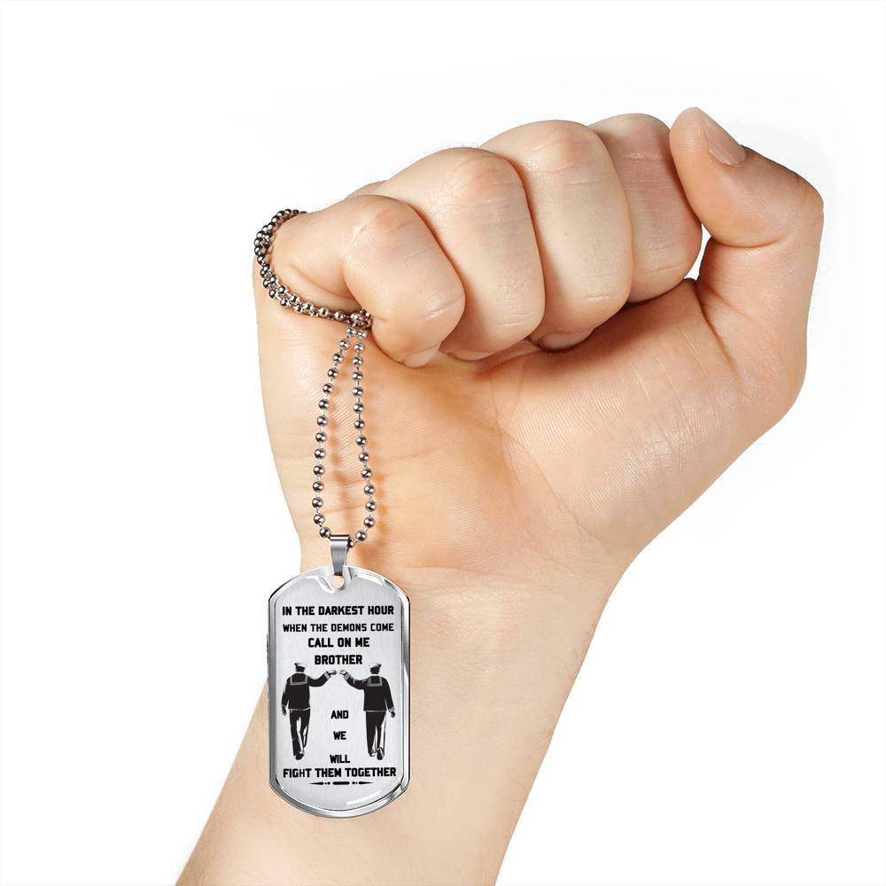 Sailor silver dog tag call on me brother