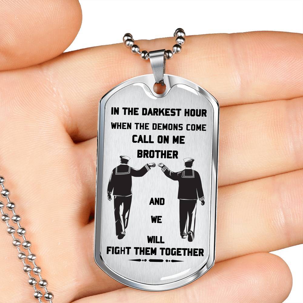 Sailor silver dog tag call on me brother