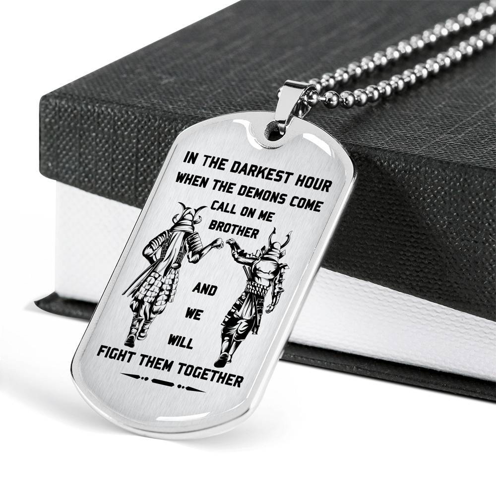 Samurai silver dog tag call on me brother