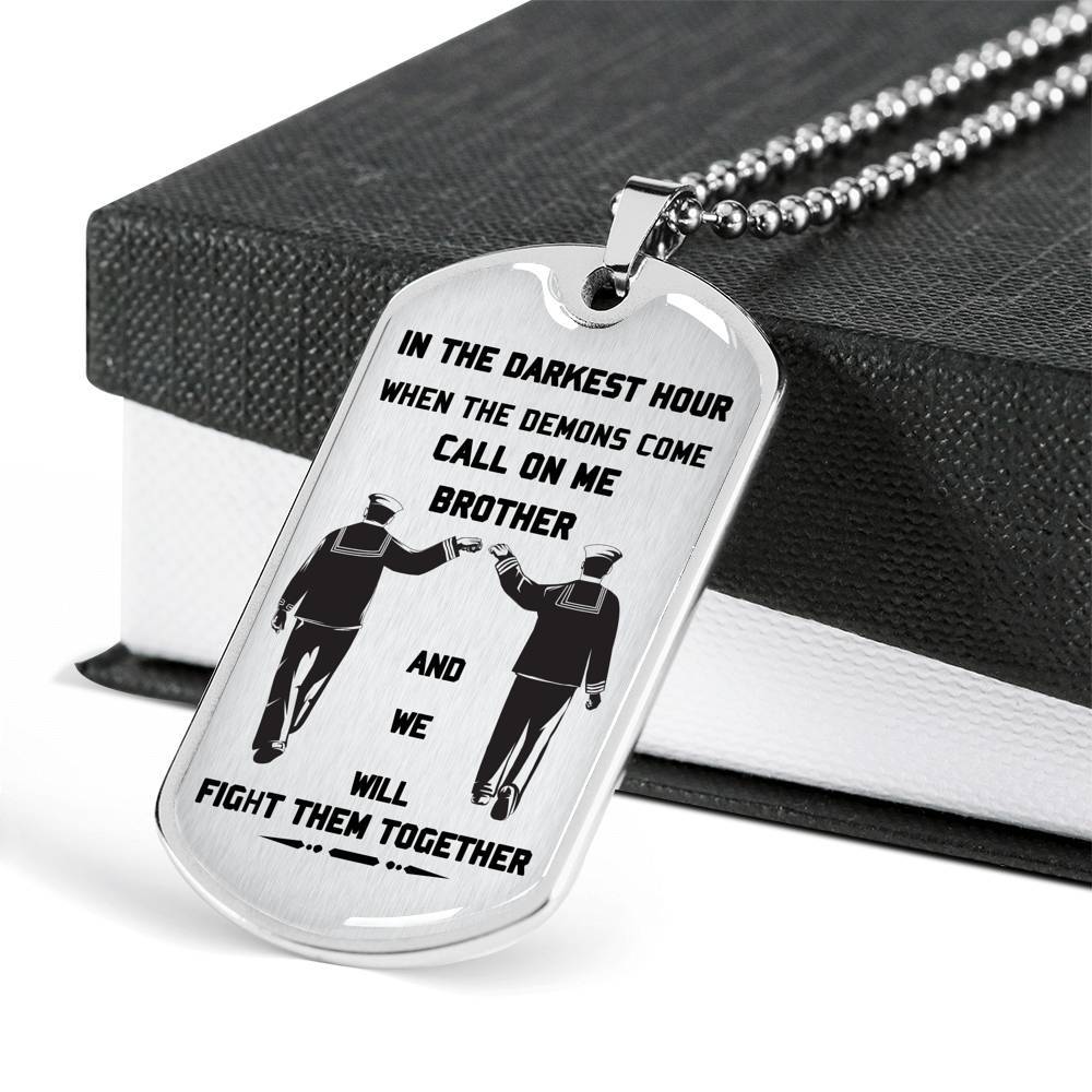 Sailor silver dog tag call on me brother