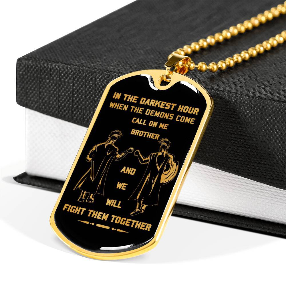 Soldier Military Chain (18K Gold Plated)-Call on me brother dog tag with luxury box