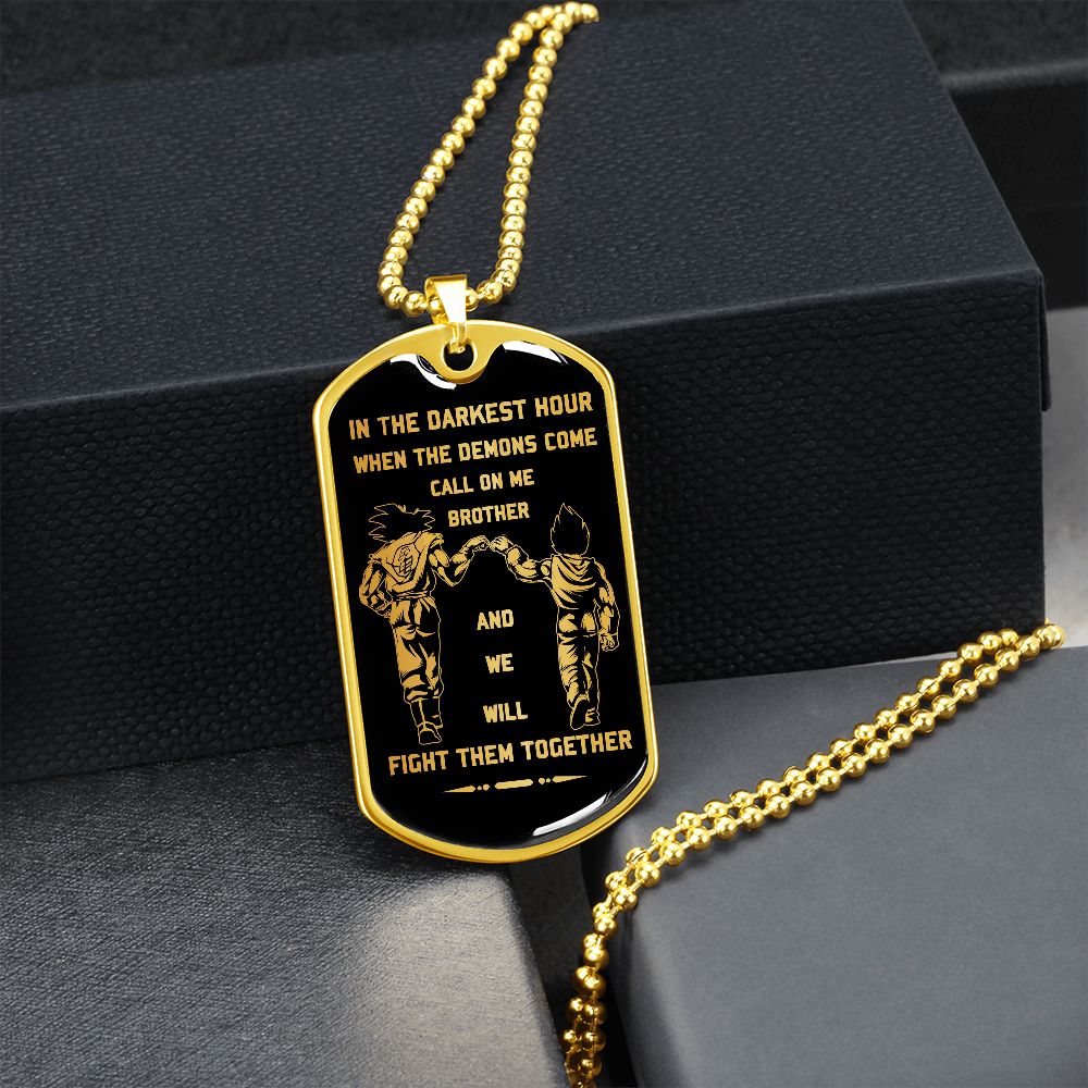 Soldier Military Chain (18K Gold Plated)-Call on me brother dog tag with luxury box