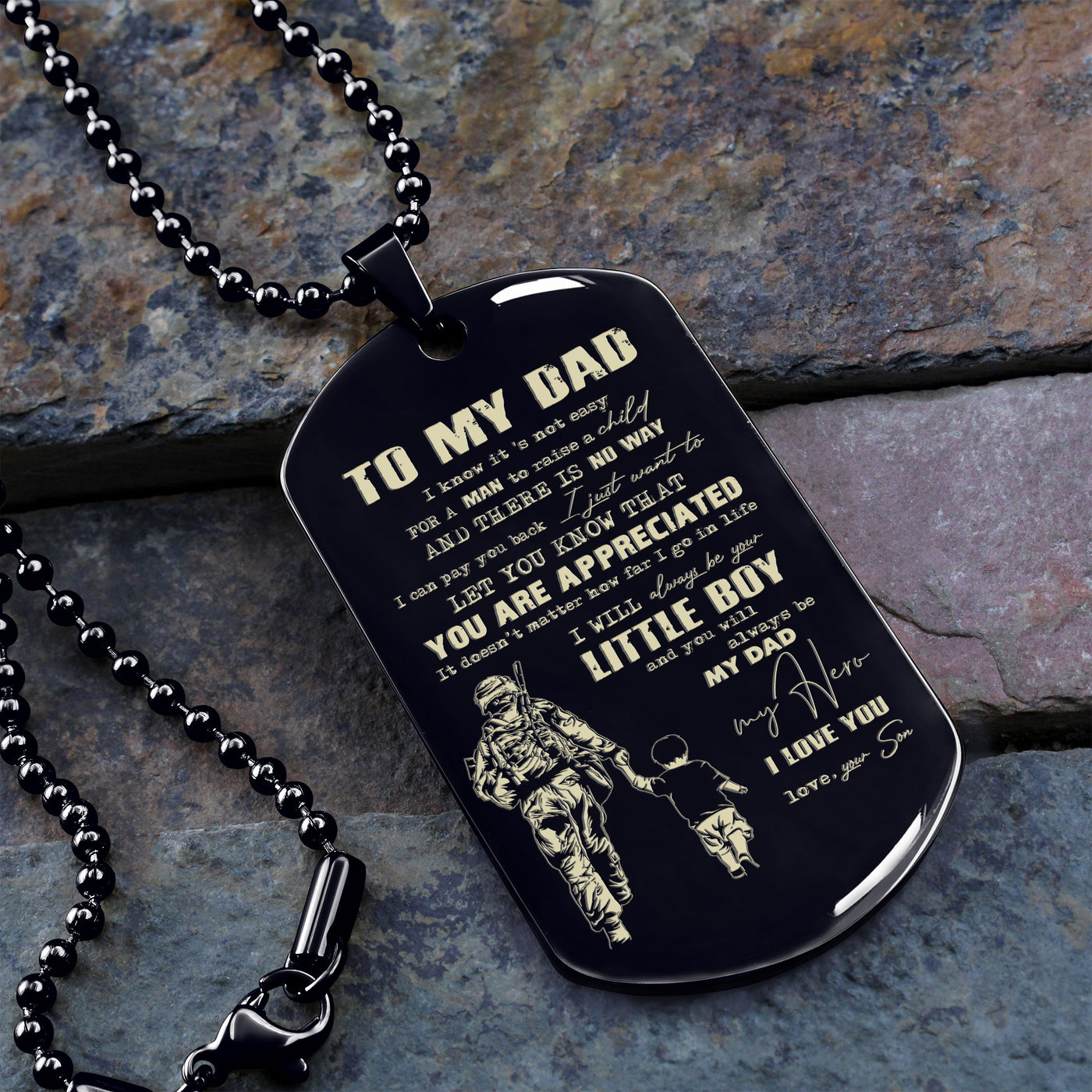 To My Dad One Side Engrave Dog Tag Gift For Your Dad Your Father