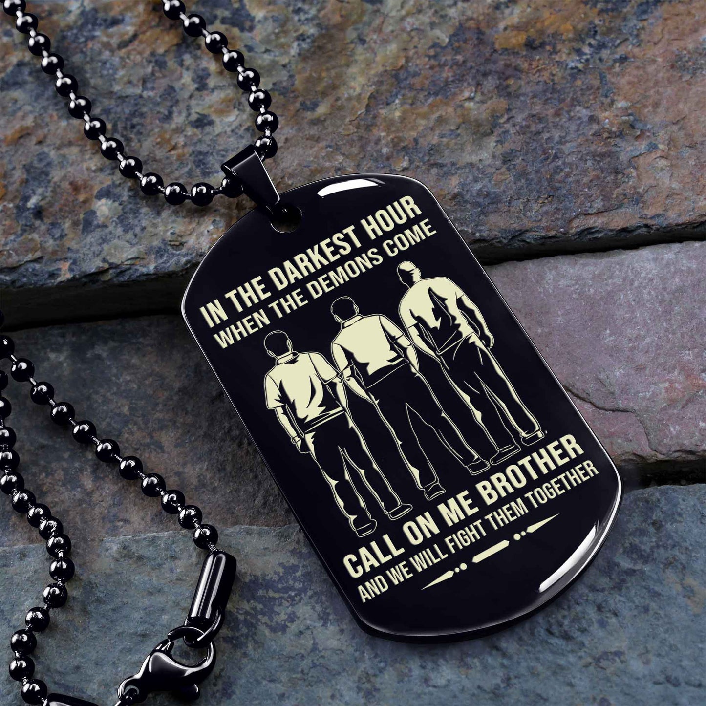Soldier customizable engraved black dog tag double sided gift from brother, brother forever