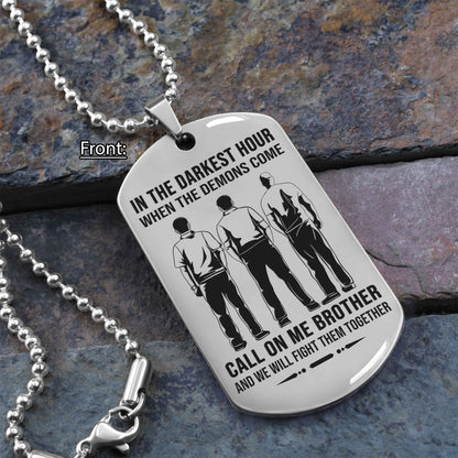 Soldier customizable engraved black dog tag double sided gift from brother, brother forever