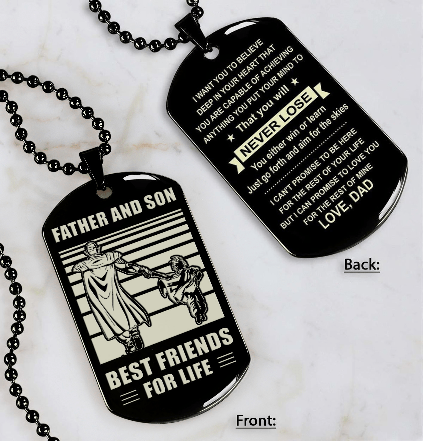 Police Personalized Double Sided Dog Tag Father And Son Best Friends For Life - Message on the back side