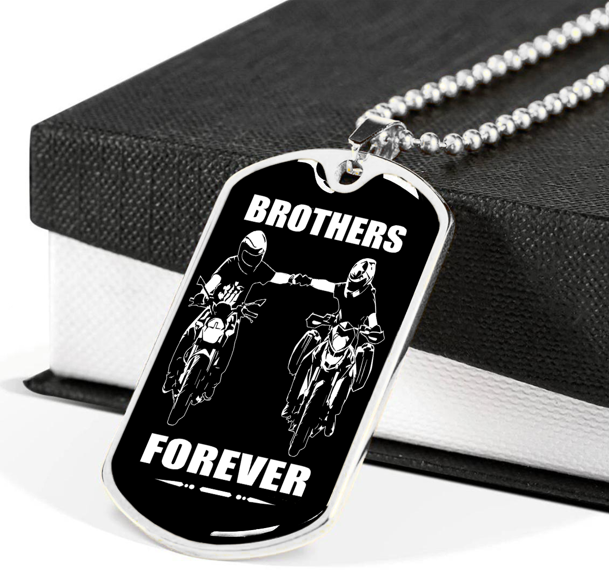 New biker customizable dog tag gift from brother in the darkest hour, When the demons come call on me brother and we will fight them together (18K GOLD OR SILVER PLATED)