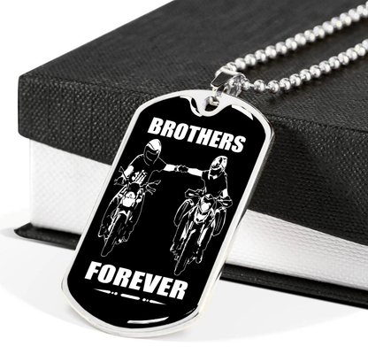 New biker customizable dog tag gift from brother in the darkest hour, When the demons come call on me brother and we will fight them together (18K GOLD OR SILVER PLATED)