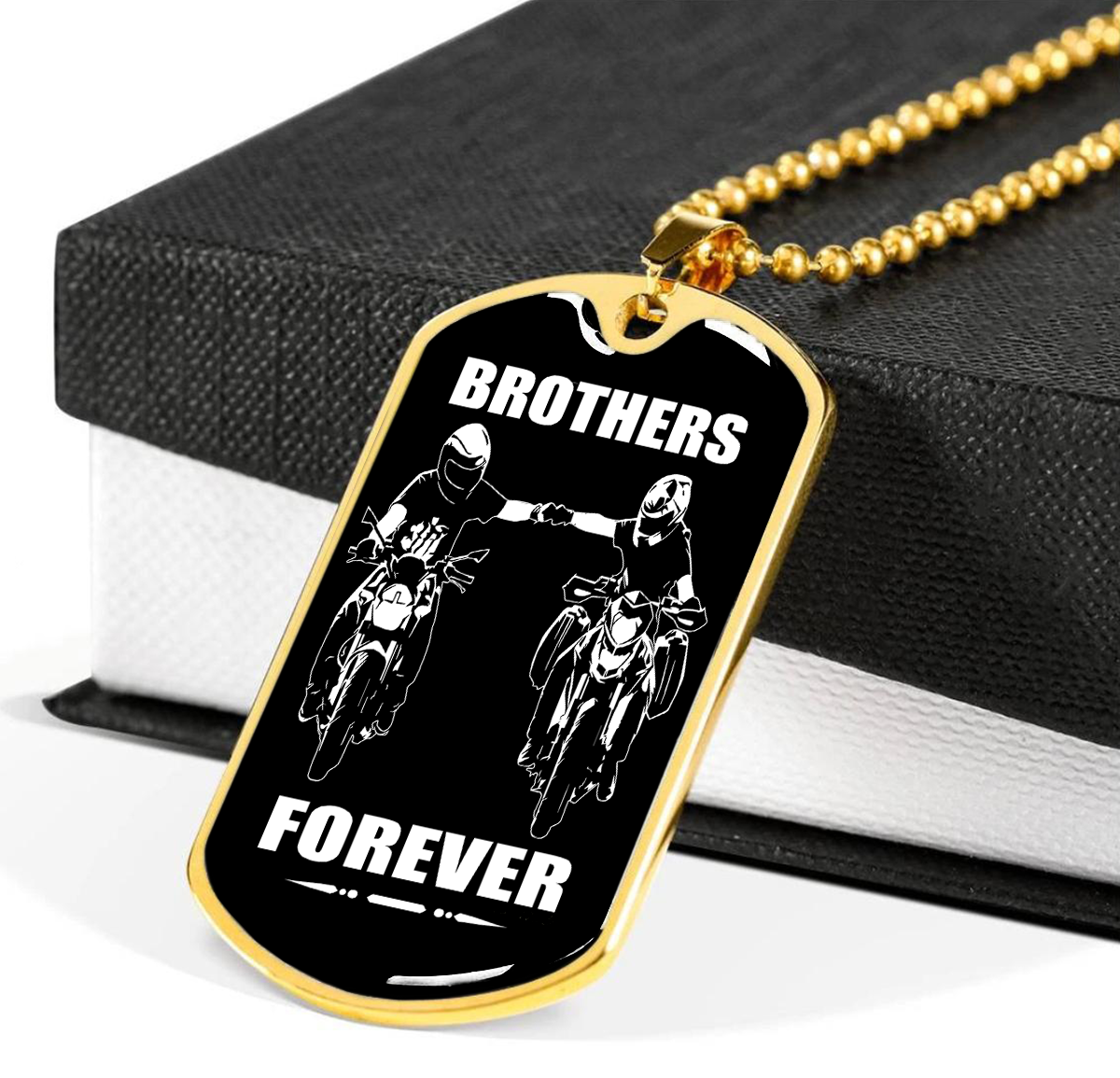 New biker customizable dog tag gift from brother in the darkest hour, When the demons come call on me brother and we will fight them together (18K GOLD OR SILVER PLATED)