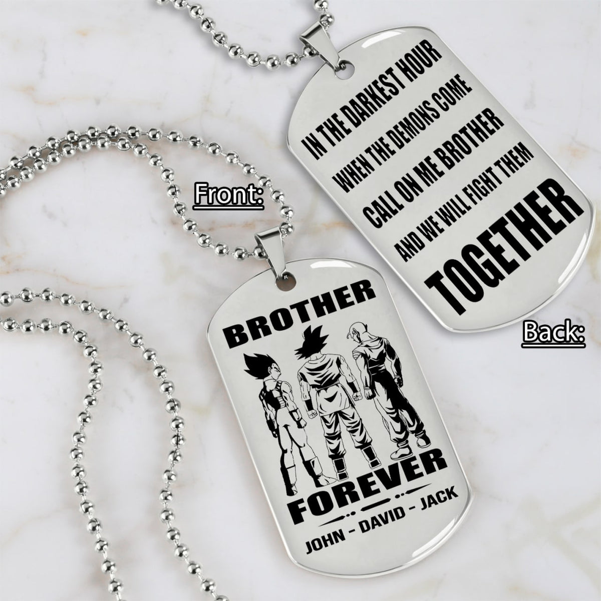 Soldier Customizable engraved black dog tag double sided gift from brother, brother forever