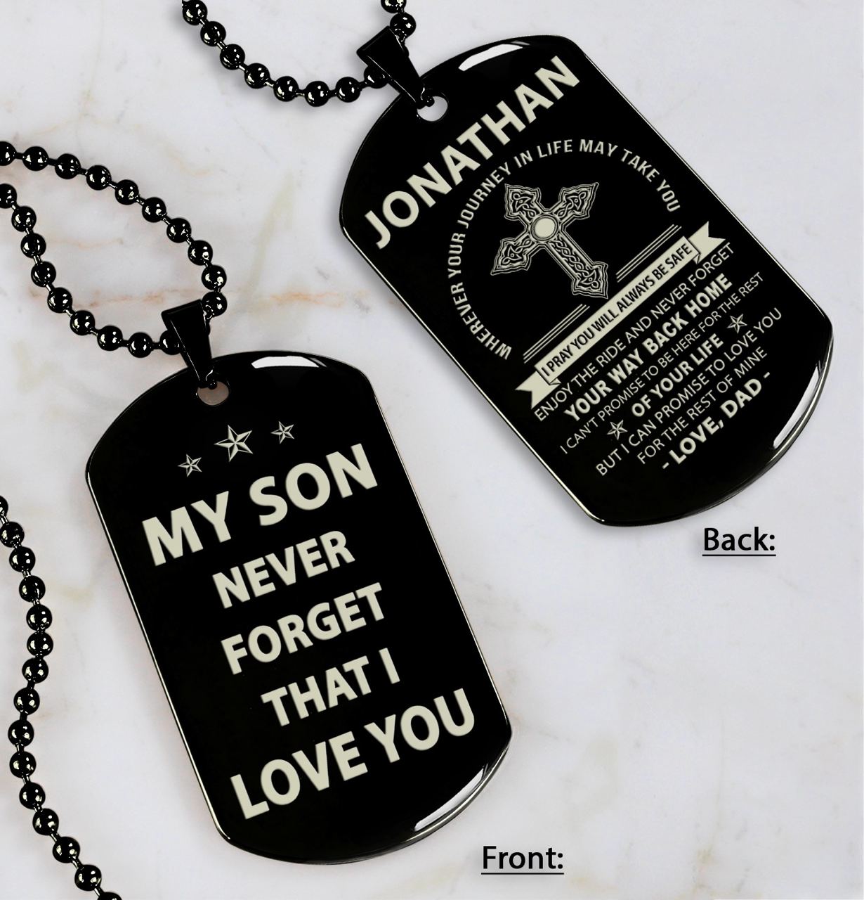 Family dog tag from dad to son