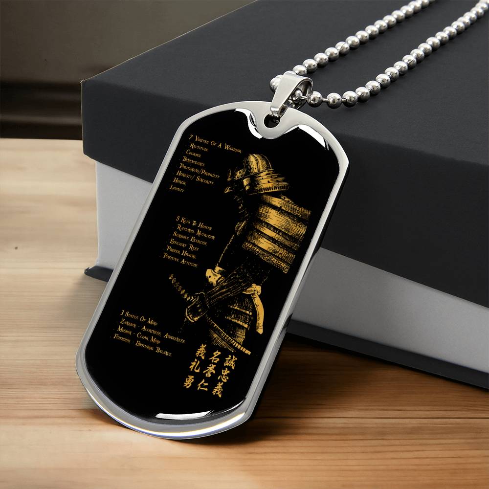 Military Chain Samurai dog tag gift from brother son in the darkest hour, When the demons come call on me son and we will fight them together