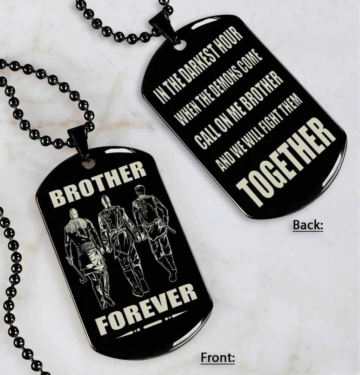 Soldier customizable engraved black dog tag double sided gift from brother, brother forever